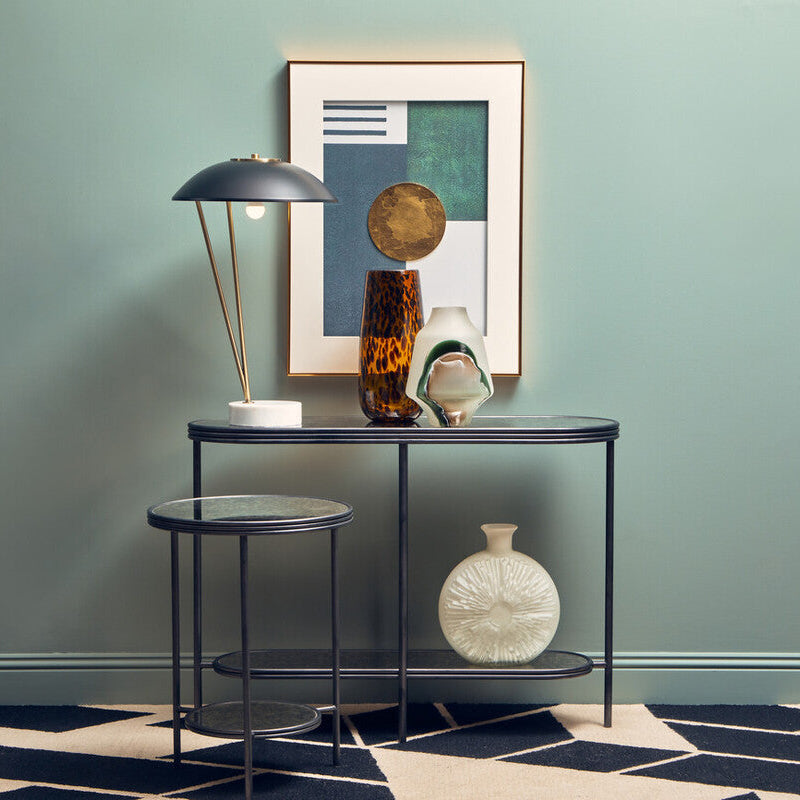 Xania Antique Mirrored Glass 2 Tier Round Side Table