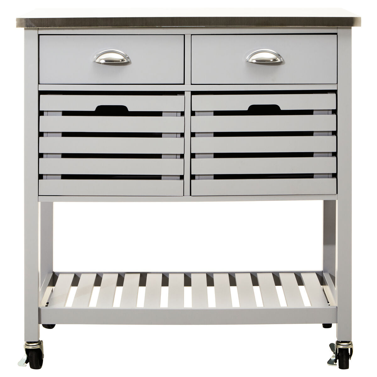 Grey Kitchen Trolley with Stainless Steel Top | Frankfurt