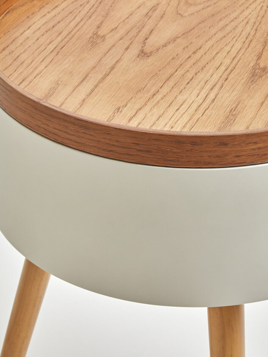 Viborg White and Natural Pine Wood and Veneer Storage Side Table