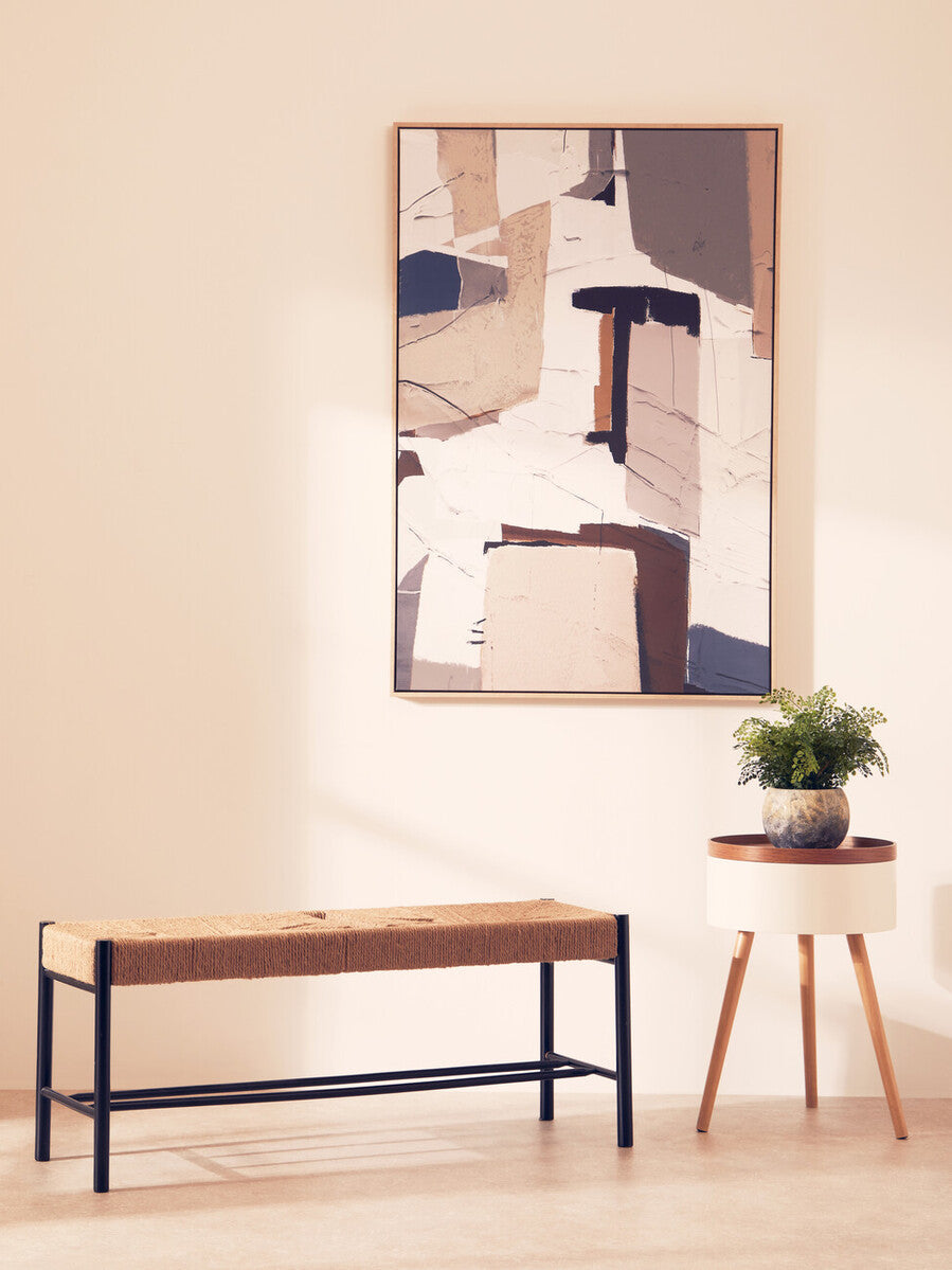 Viborg White and Natural Pine Wood and Veneer Storage Side Table