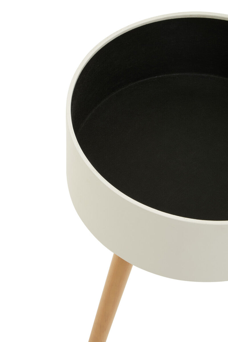 Viborg White and Natural Pine Wood and Veneer Storage Side Table