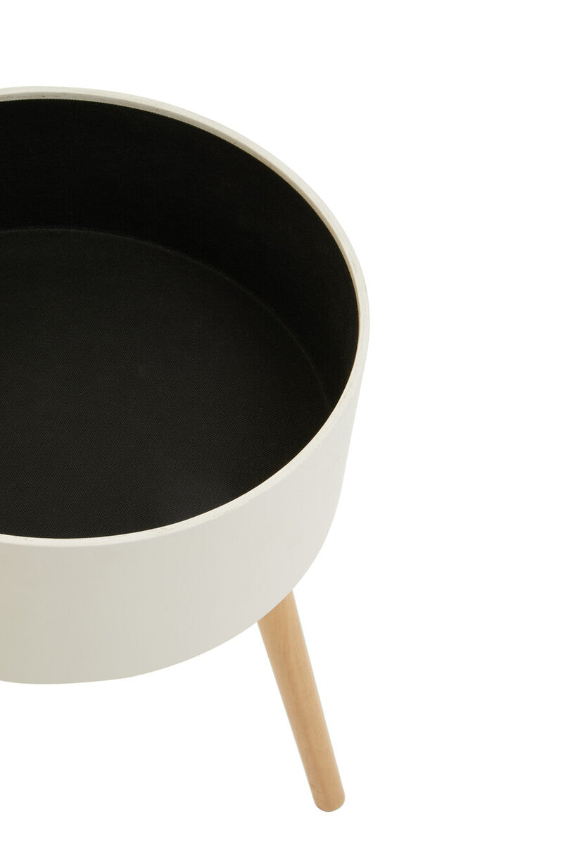 Viborg White and Natural Pine Wood and Veneer Storage Side Table