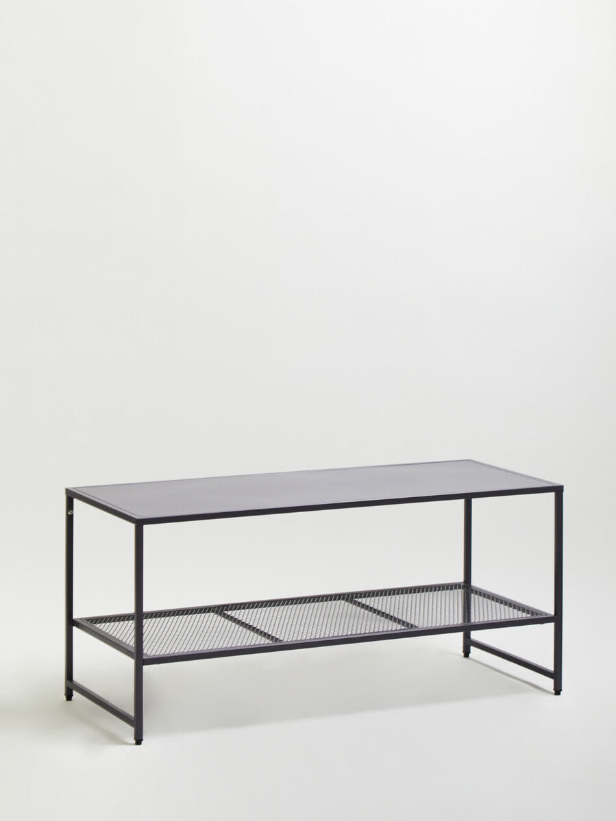 Acero Grey Metal Coffee Table with Mesh Shelf