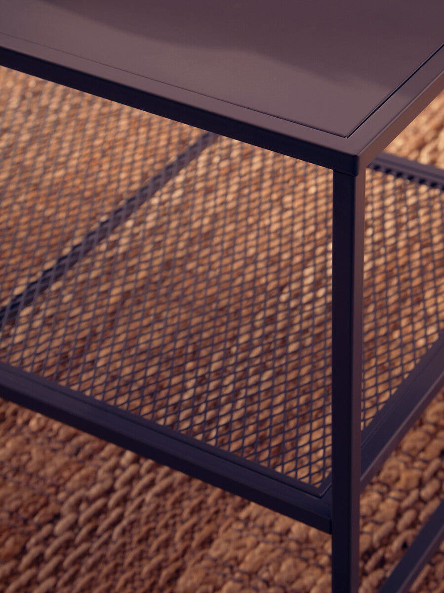 Acero Grey Metal Coffee Table with Mesh Shelf
