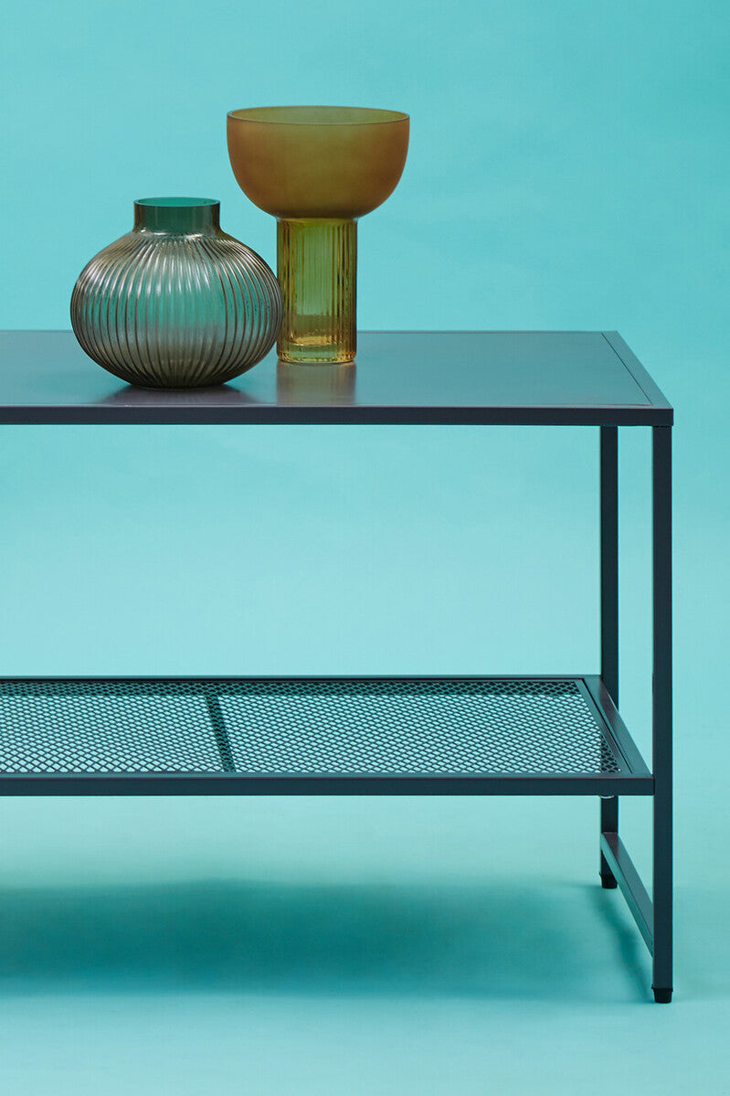 Acero Grey Metal Coffee Table with Mesh Shelf