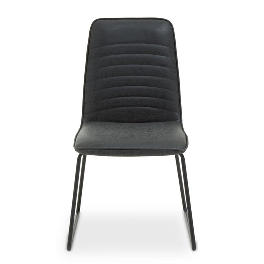 New Foundry Black Leather Effect Dining Chair