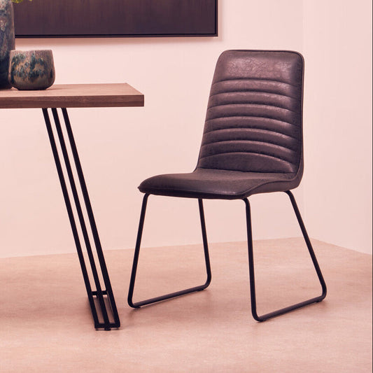 New Foundry Black Leather Effect Dining Chair