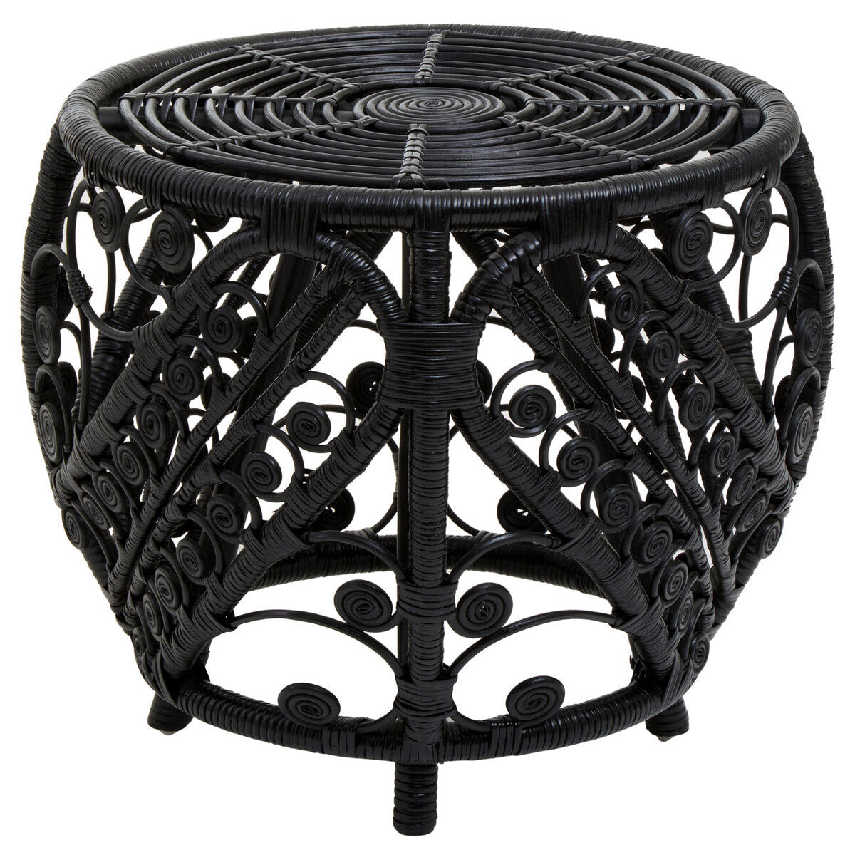 Mataram Black Natural Rattan Side Table