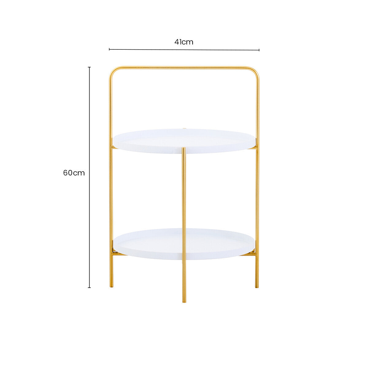 Trosa White and Gold Finish 2 Tier Tray Side Table