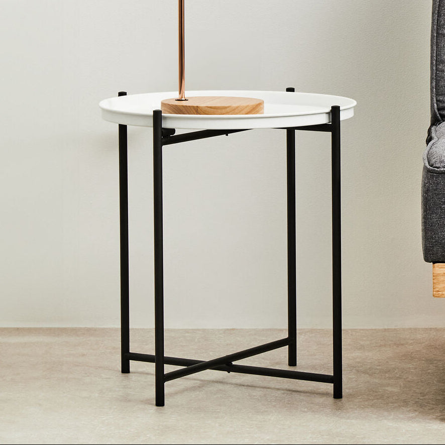 Trosa Grey Finish Round Tray Side Table