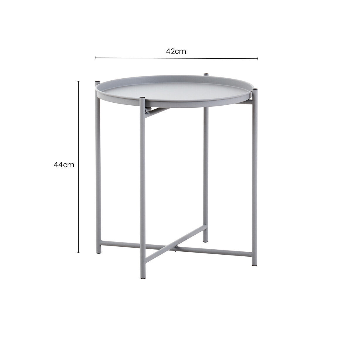 Trosa Grey Finish Round Tray Side Table