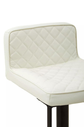 Baina White Leather Effect Adjustable Bar Stool with Black Square Base
