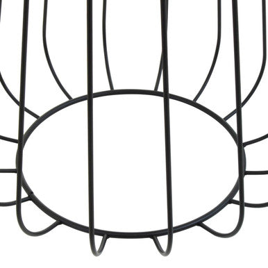 Hayes Grey Velvet Round Stool with Black Finish Cage Base