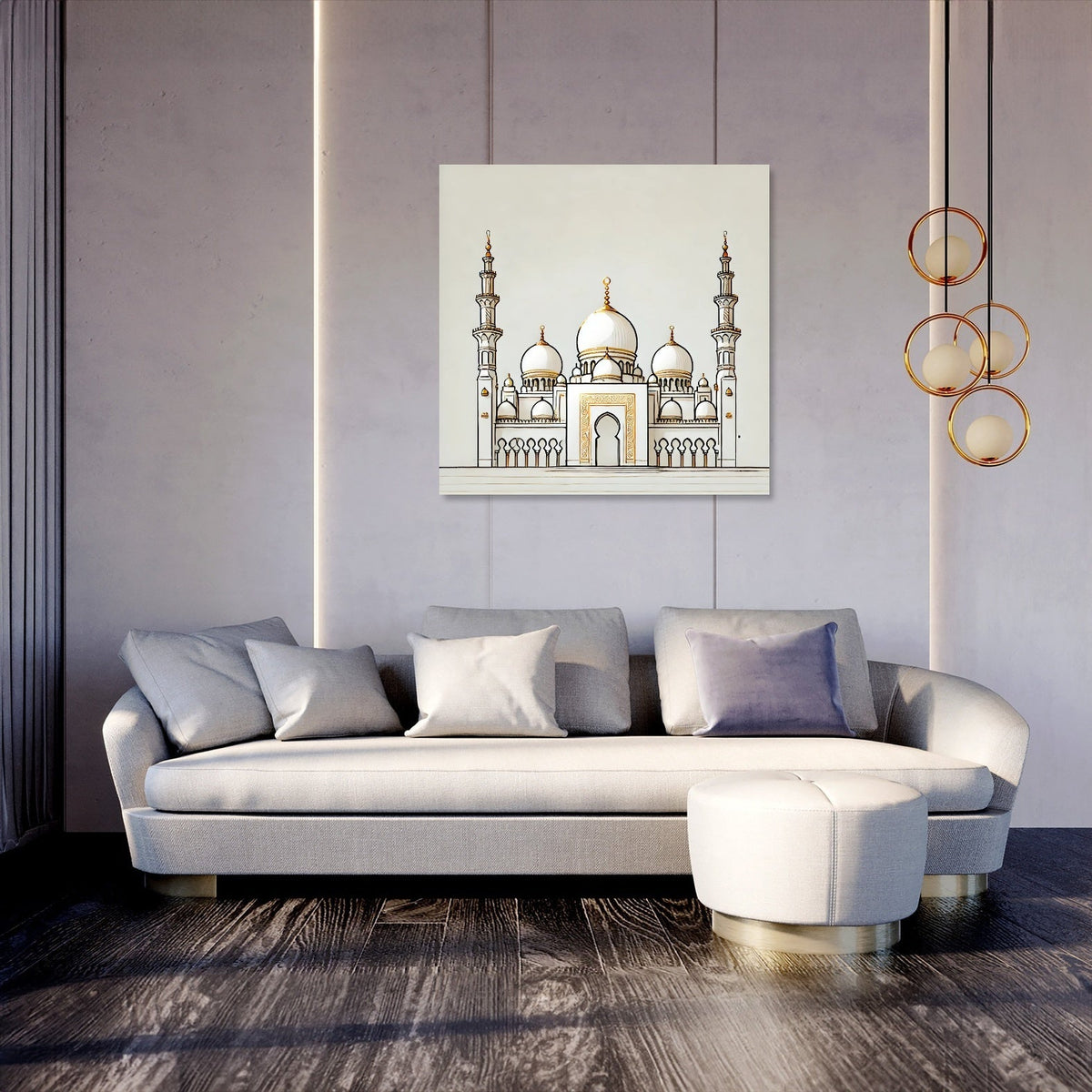 Golden Accents Islamic Temple Canvas