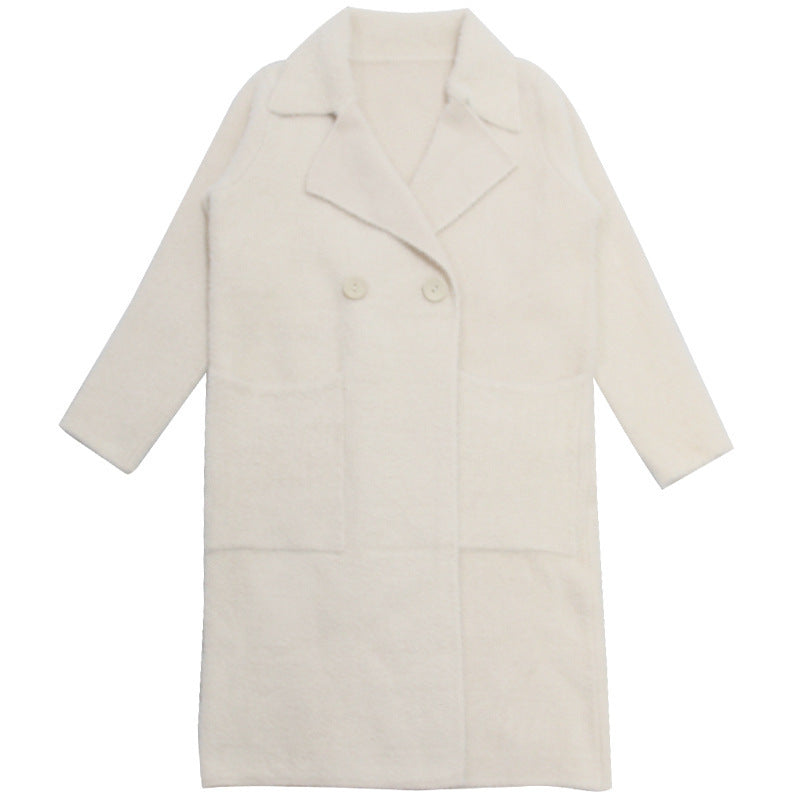 New Women's Mid-length Mink Velvet Coat Cardigan Loose Coat