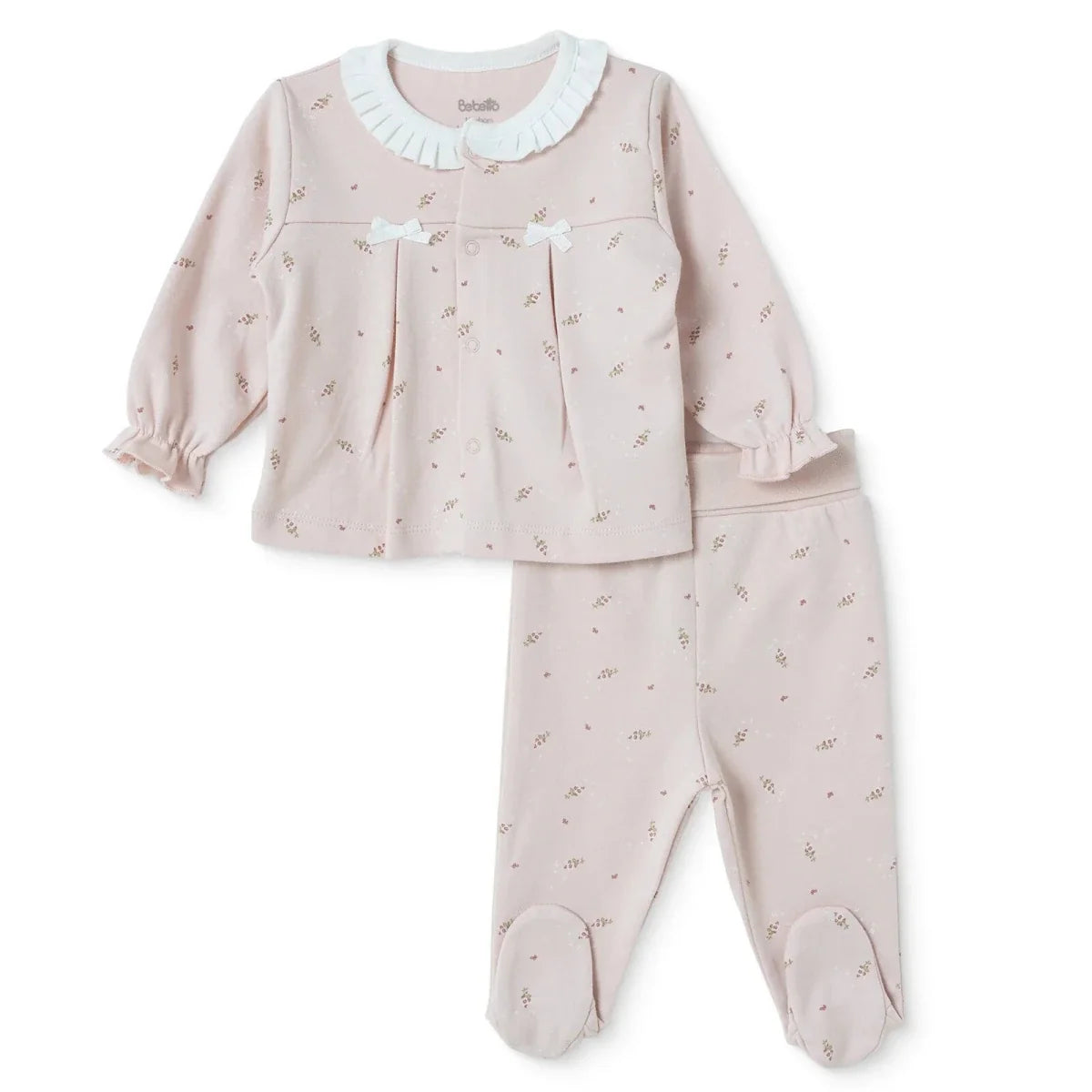 Bebetto Floral Print Baby Sweatshirt & Footed Leggings (Newborn to 6-9 Months) - Pink