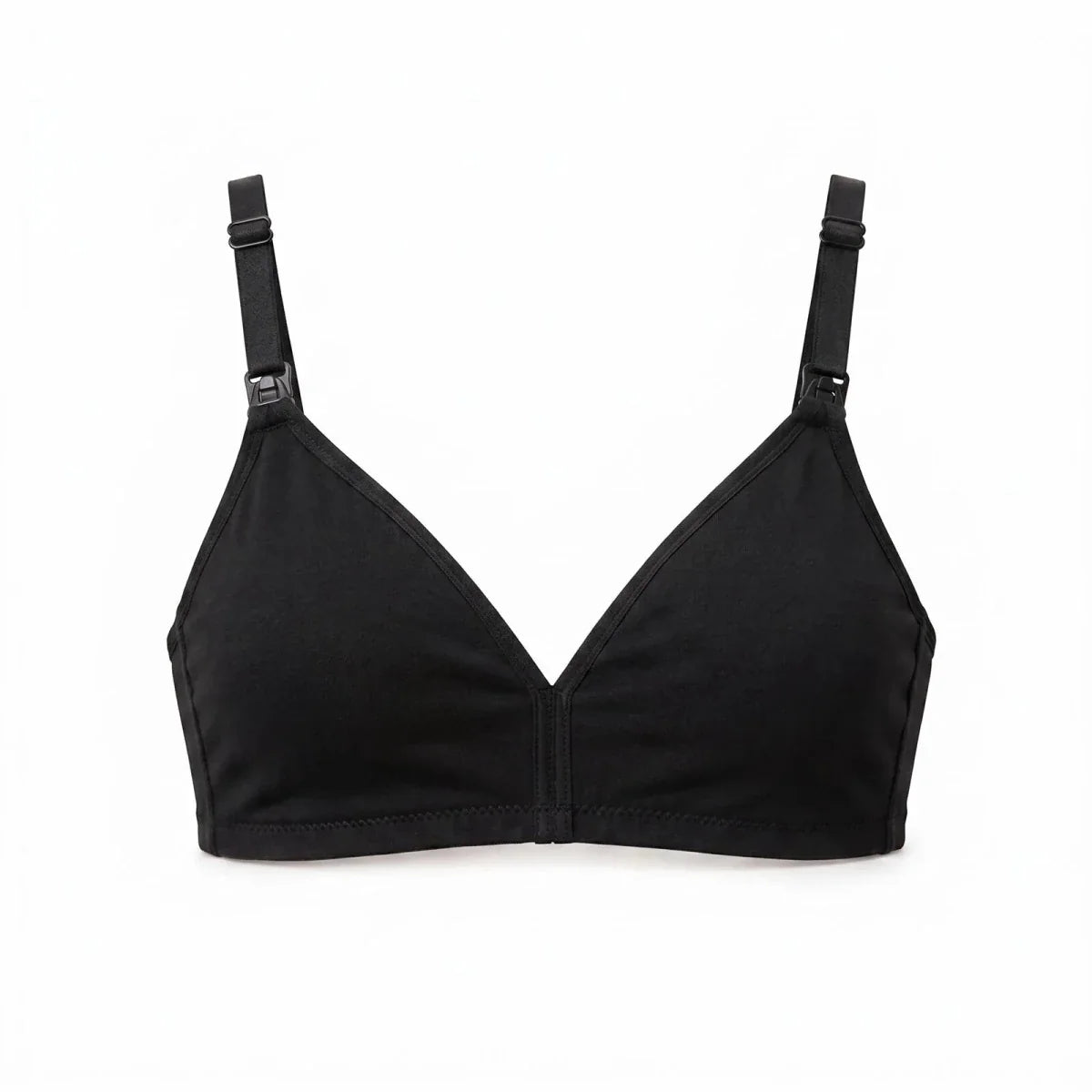 Baby Mom Women's Lace Neckline Non-Padded Nursing Bra - Black