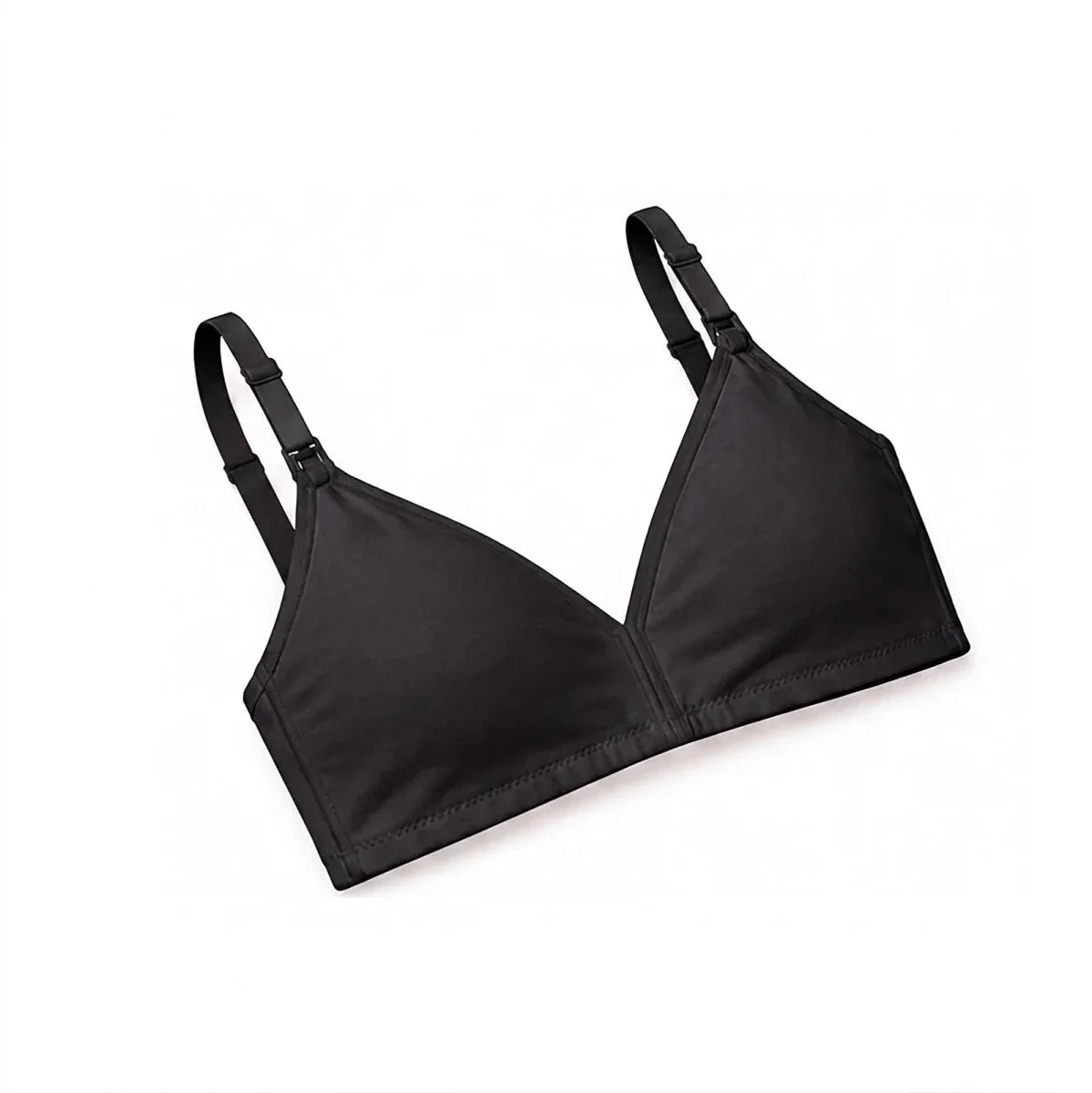 Baby Mom Women's Lace Neckline Non-Padded Nursing Bra - Black