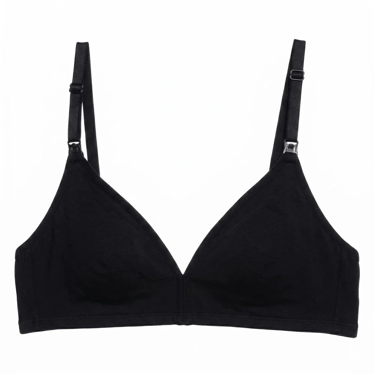 Baby Mom Women's Lace Neckline Non-Padded Nursing Bra - Black