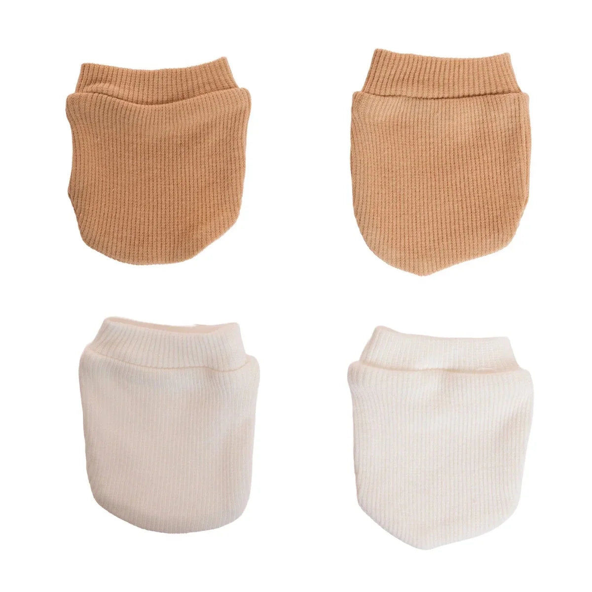 HelloBaby Ribbed Baby Scratch Mitts (Newborn) - Light Brown