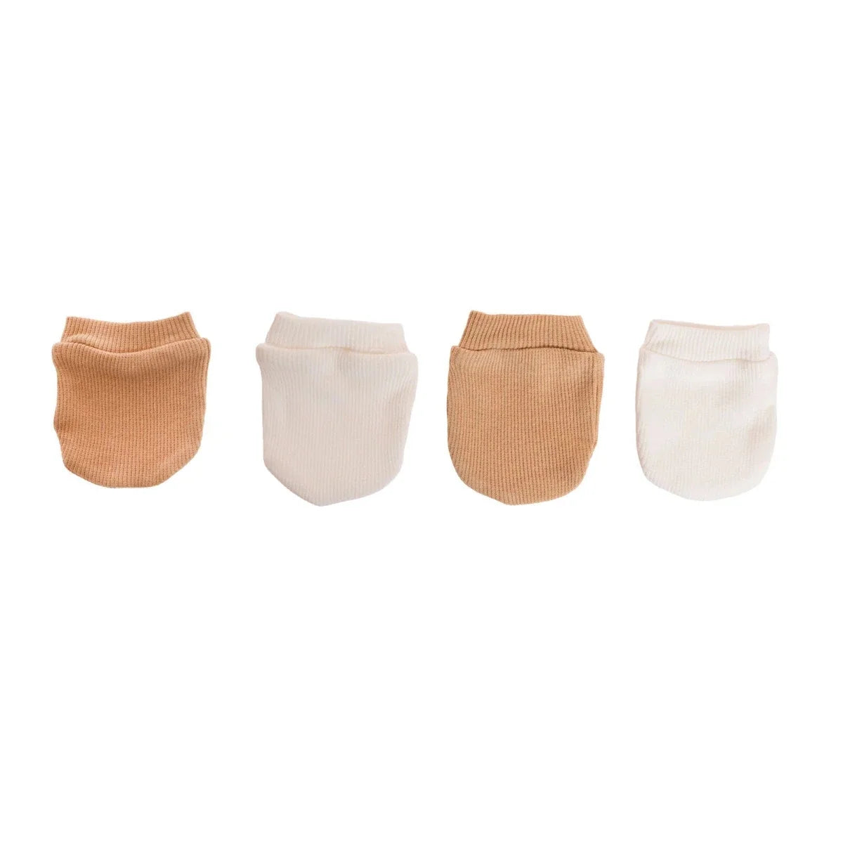 HelloBaby Ribbed Baby Scratch Mitts (Newborn) - Light Brown