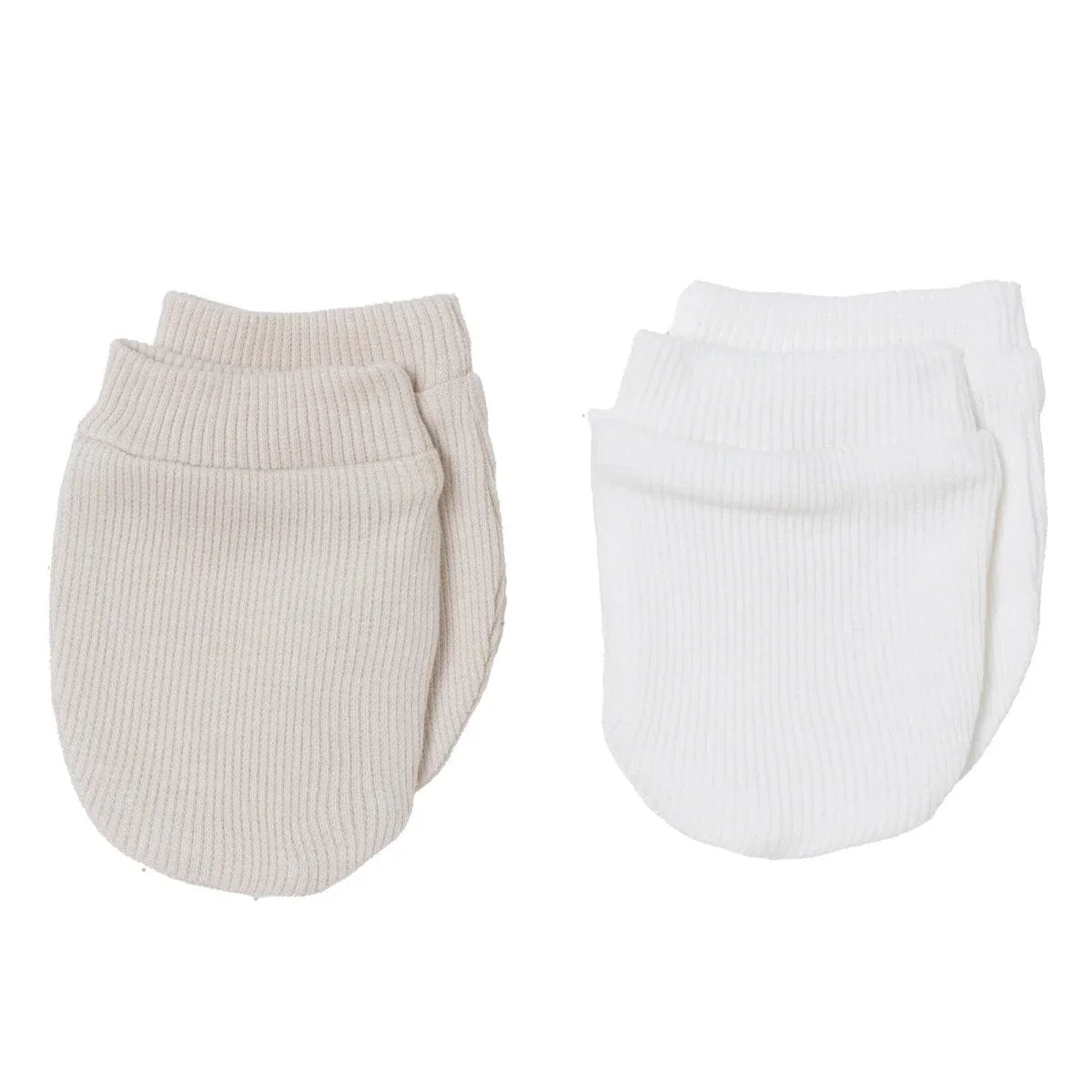 HelloBaby Ribbed Baby Scratch Mitts (Newborn) - Beige