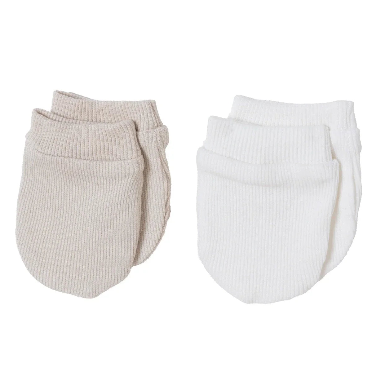 HelloBaby Ribbed Baby Scratch Mitts (Newborn) - Beige
