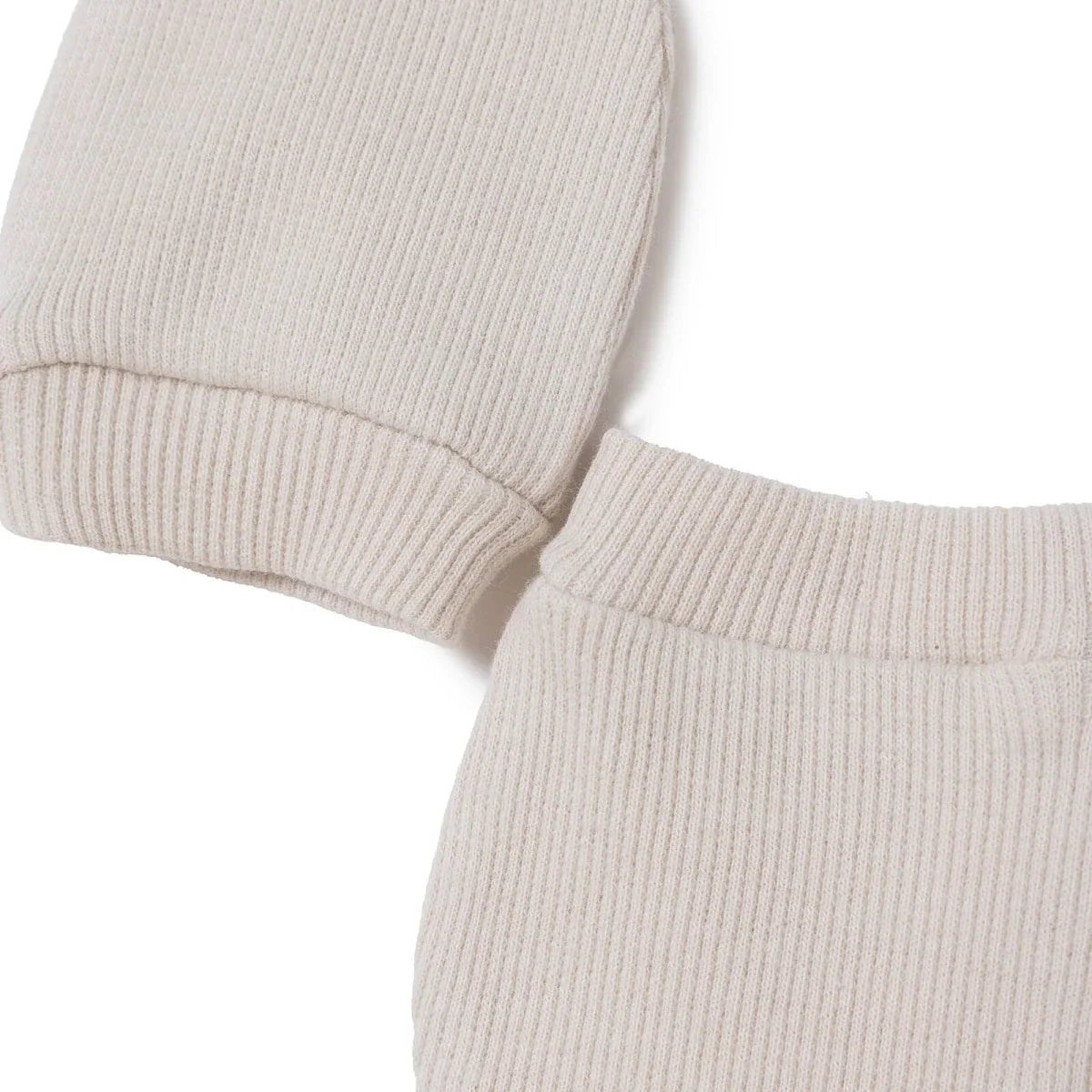 HelloBaby Ribbed Baby Scratch Mitts (Newborn) - Beige