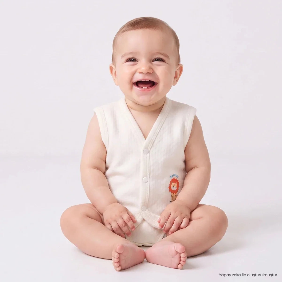 HelloBaby Animal Print V-Neck Quilted Baby Gilet (1-3 Months to 18 Months-2 Years) - Ecru