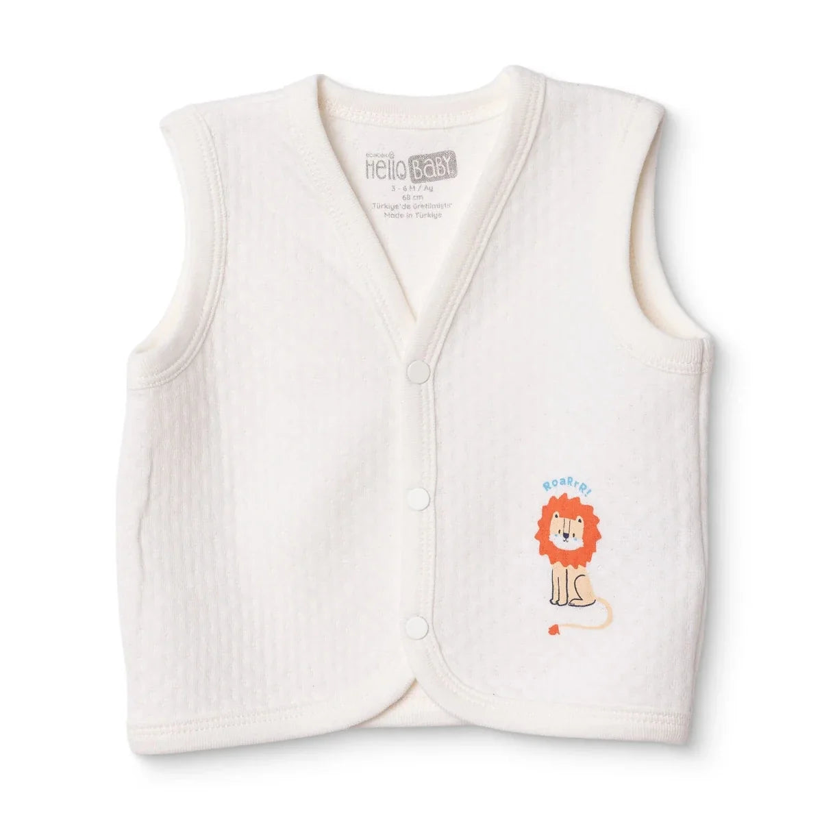 HelloBaby Animal Print V-Neck Quilted Baby Gilet (1-3 Months to 18 Months-2 Years) - Ecru