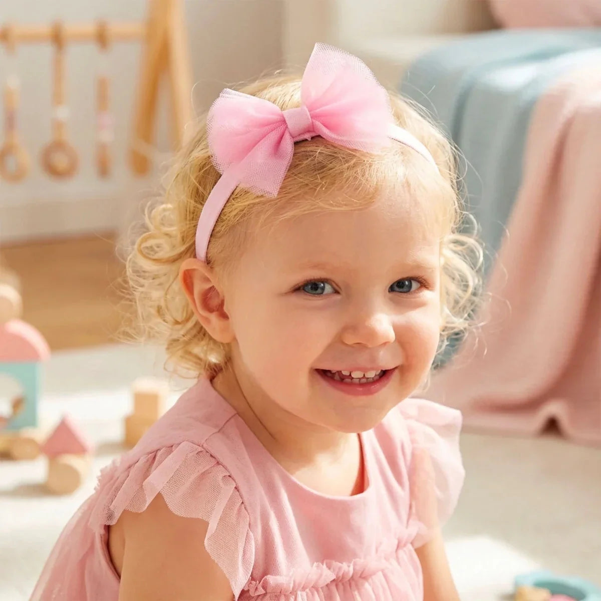 HelloBaby Tulle Baby Headband (One Size) - Pink