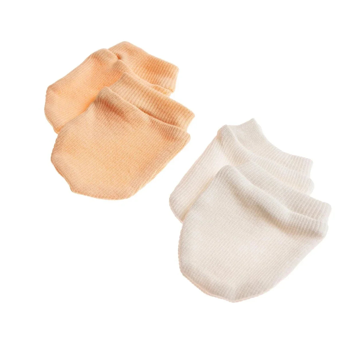 HelloBaby Ribbed Baby Scratch Mitts (Newborn) - Salmon