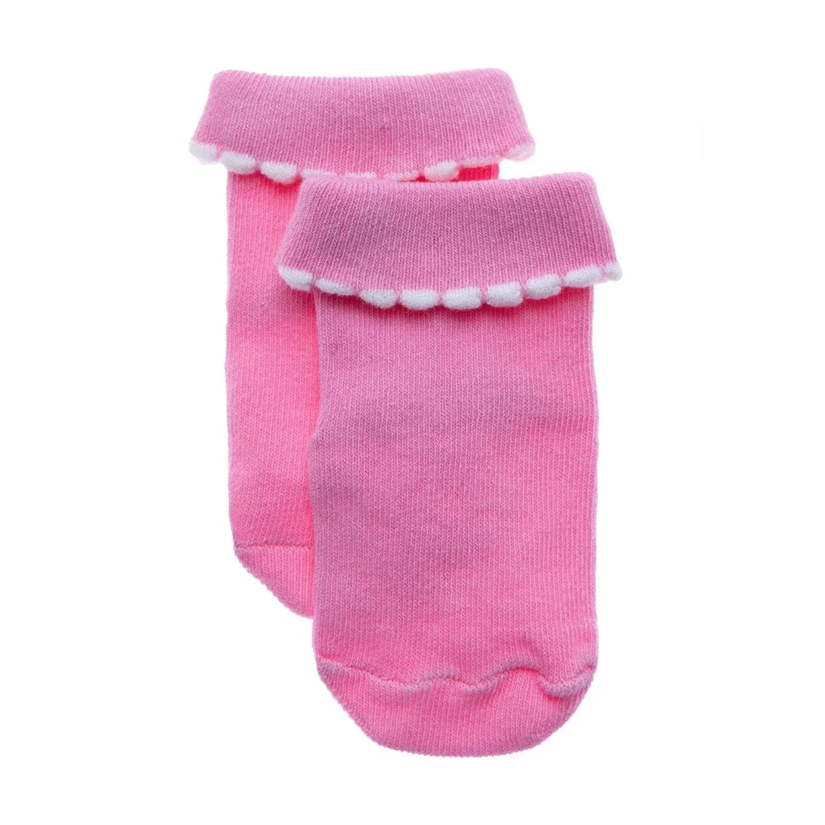 HelloBaby 3 Pack Cat Print Roll-Top Baby Socks (Newborn to 12-24 Months) - Ecru