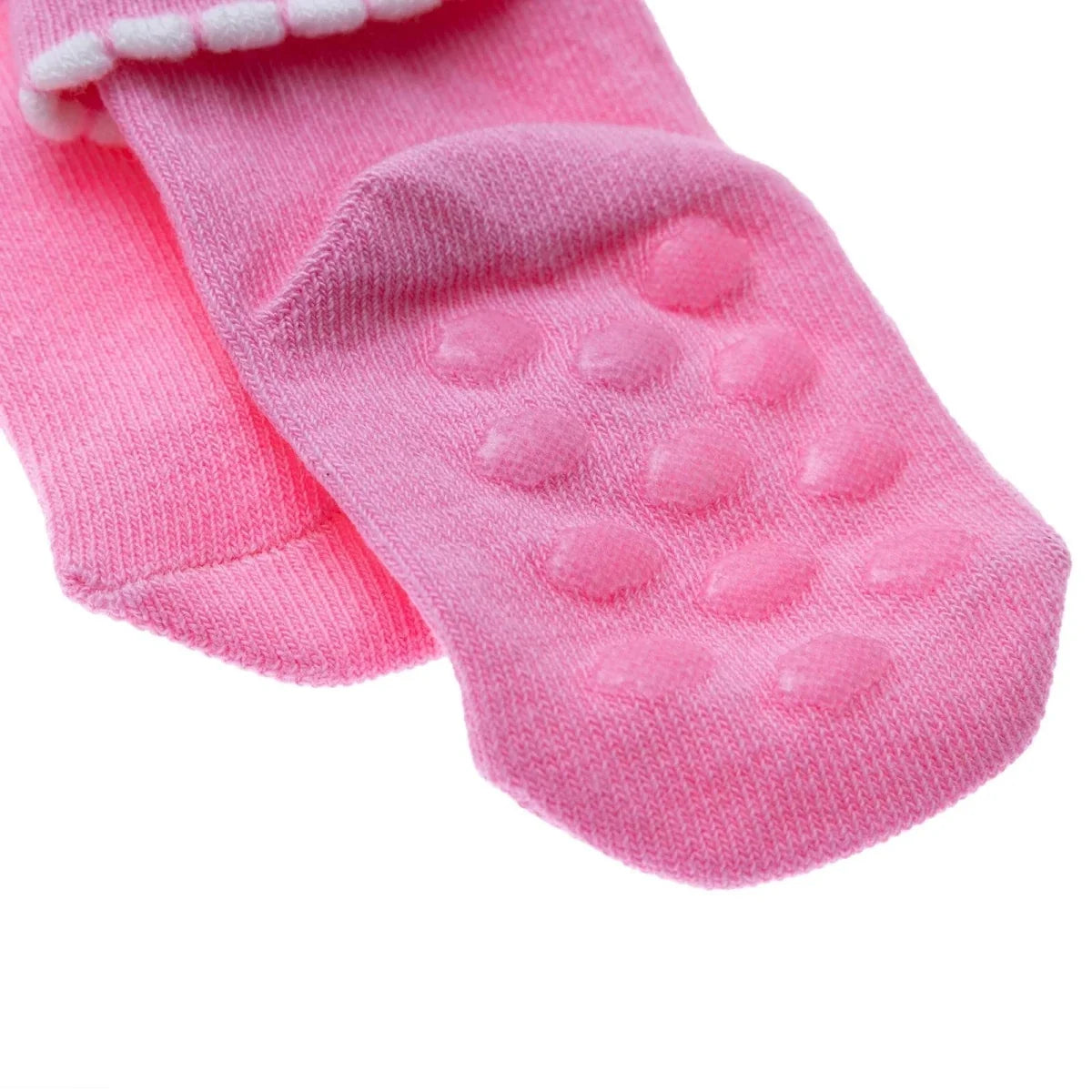HelloBaby 3 Pack Cat Print Roll-Top Baby Socks (Newborn to 12-24 Months) - Ecru
