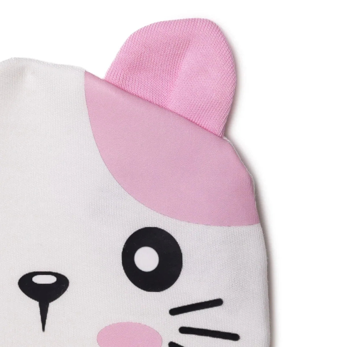 HelloBaby Cat Print Interlock Baby Hat (Newborn) - Ecru