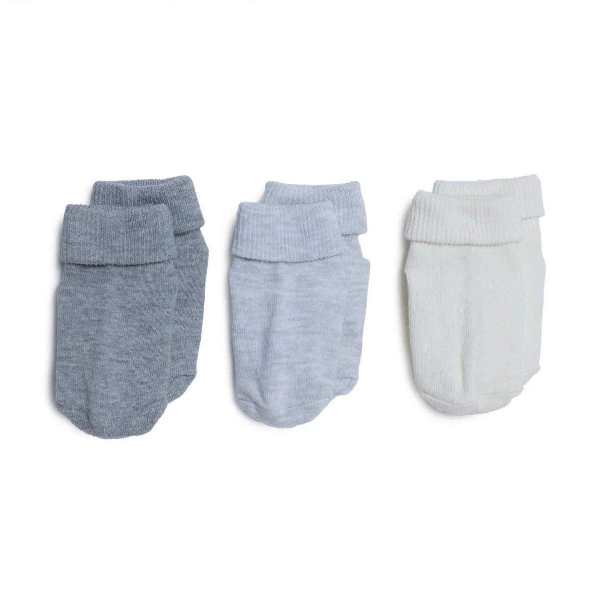 HelloBaby 3 Pack Roll-Top Baby Socks (Newborn to 12-24 Months) - Grey