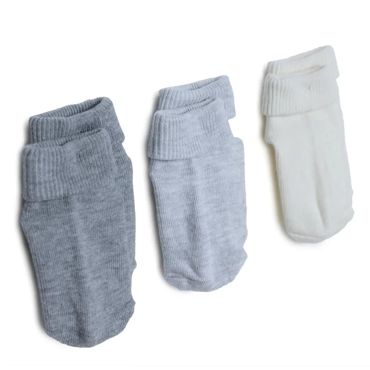 HelloBaby 3 Pack Roll-Top Baby Socks (Newborn to 12-24 Months) - Grey
