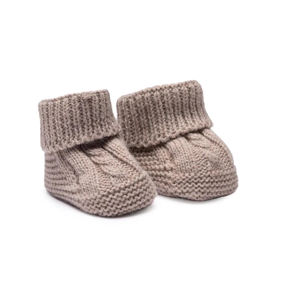 HelloBaby Cable Knit Baby Booties (One Size) - Beige