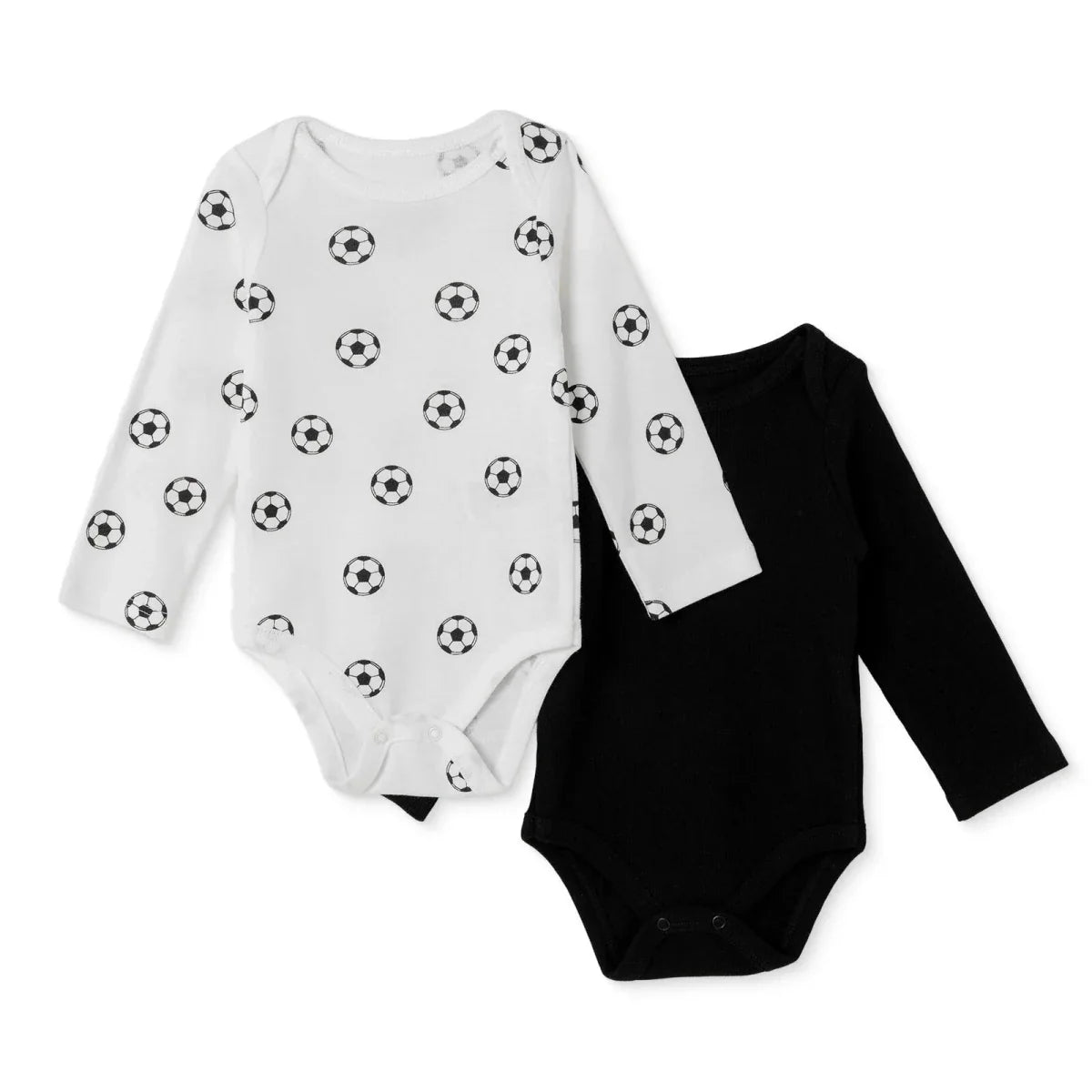 HelloBaby 2 Pack Ball Print Long Sleeve Baby Bodysuits (1-3 Months to 2-3 Years) - Anthracite
