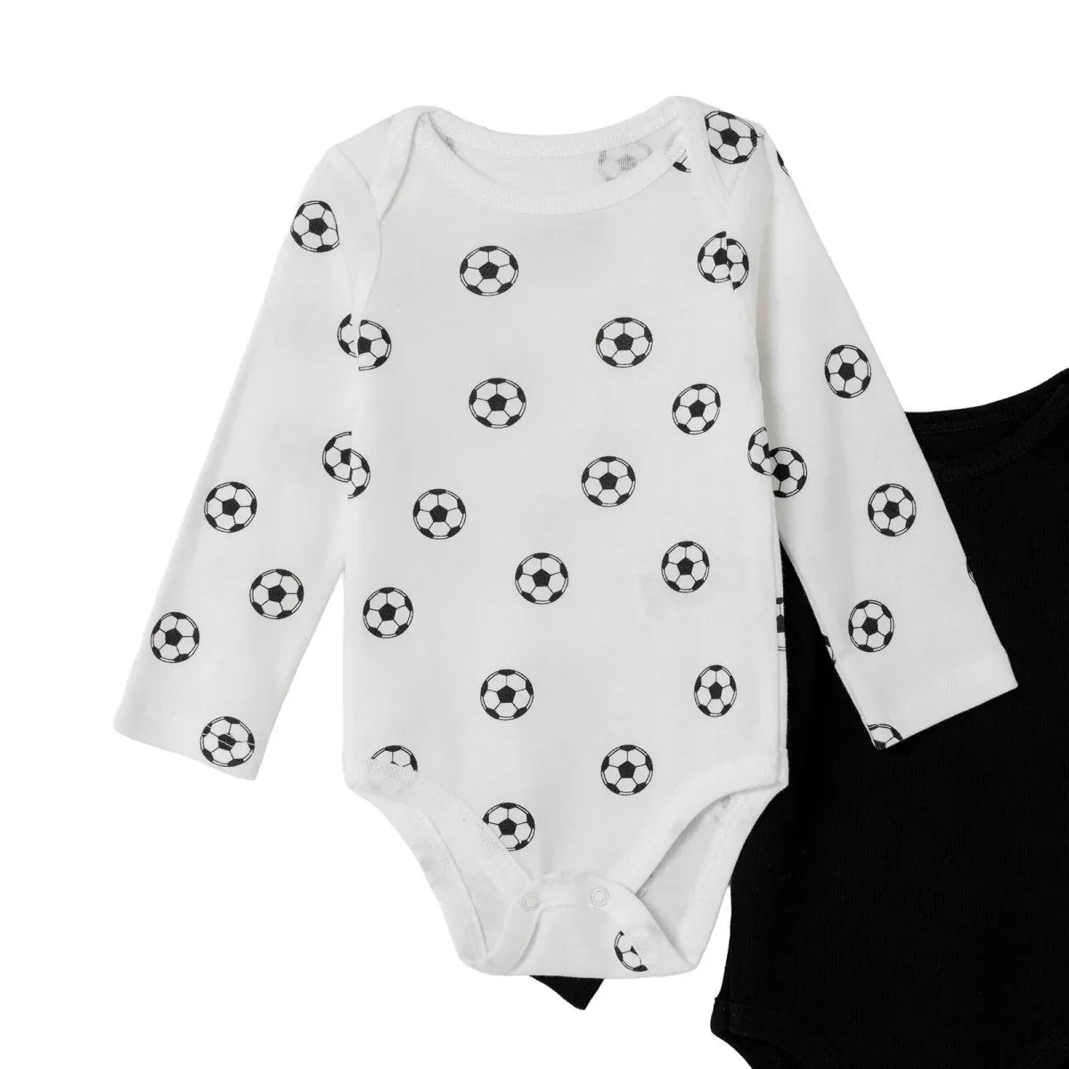 HelloBaby 2 Pack Ball Print Long Sleeve Baby Bodysuits (1-3 Months to 2-3 Years) - Anthracite