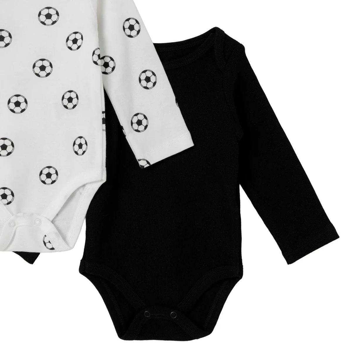 HelloBaby 2 Pack Ball Print Long Sleeve Baby Bodysuits (1-3 Months to 2-3 Years) - Anthracite