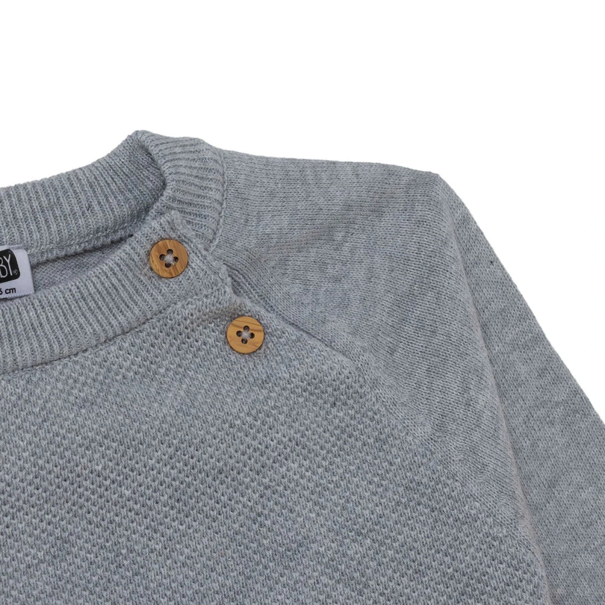 HelloBaby Buttoned Cotton Knitted Baby Jumper (6-9 Months to 3-4 Years) - Grey Melange