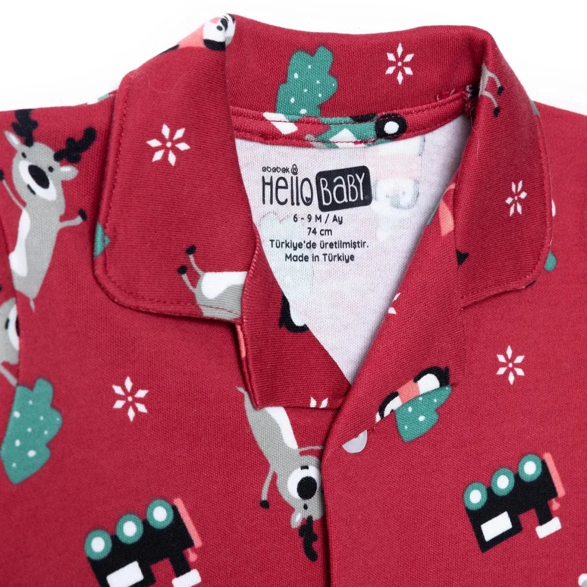 HelloBaby Festive Print Peter Pan Collar Baby Pyjama Set (3-6 Months to 3-4 Years) - Red
