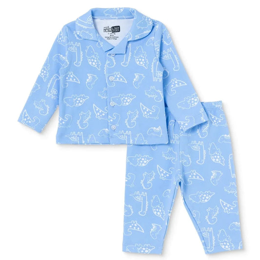 HelloBaby Animal Print Long Sleeve Baby Pyjama Set (3-6 Months to 2-3 Years) - Blue