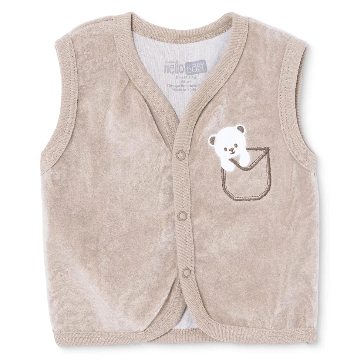 HelloBaby Animal Print Velour Baby Gilet (Newborn to 6-9 Months) - Brown