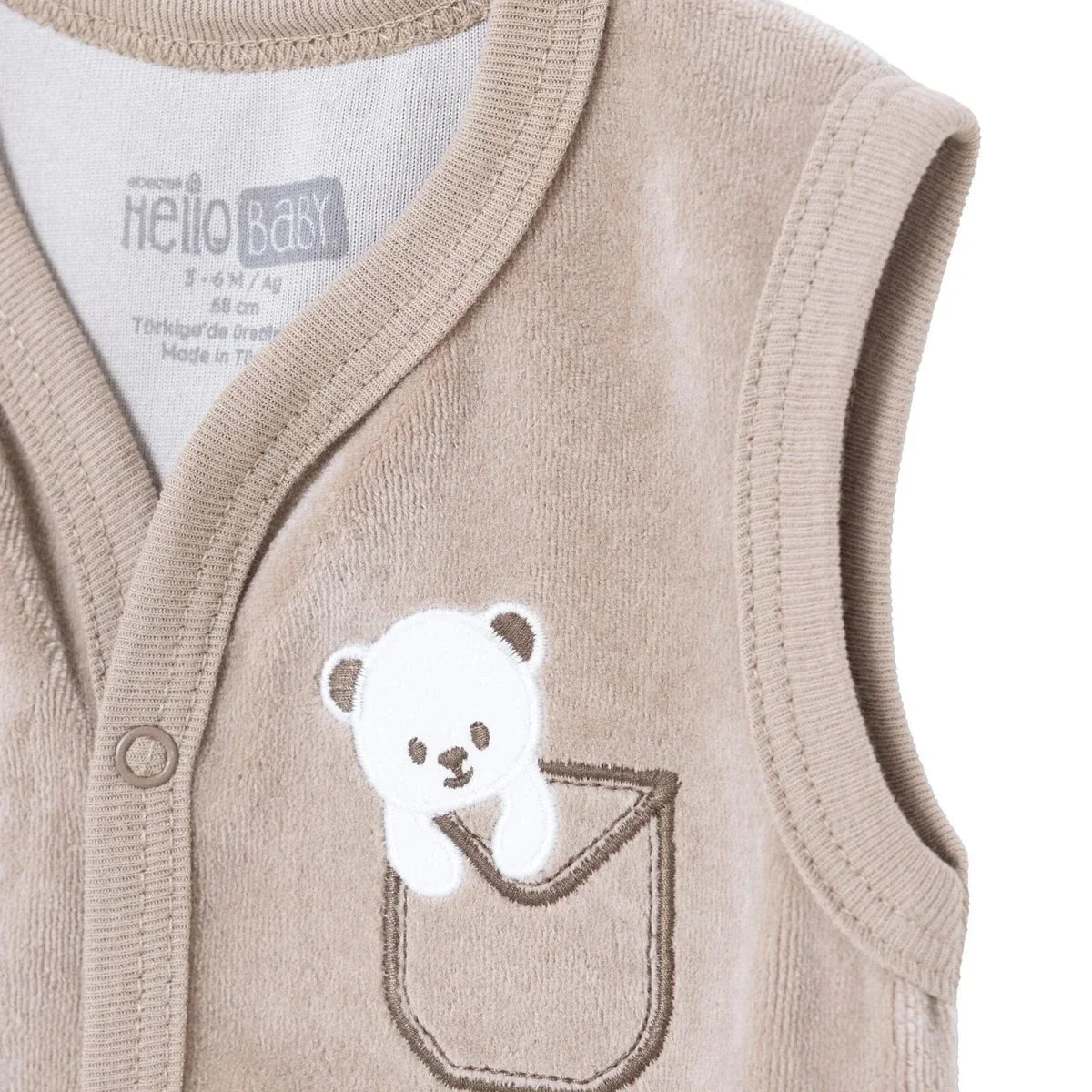 HelloBaby Animal Print Velour Baby Gilet (Newborn to 6-9 Months) - Brown