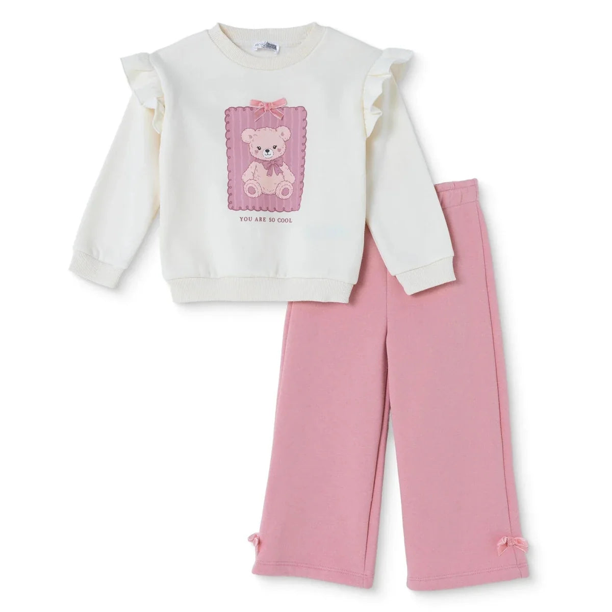HelloBaby Bear Print Long Sleeve Top & Trousers Set (3-6 Months to 4-5 Years) - Ecru Printed