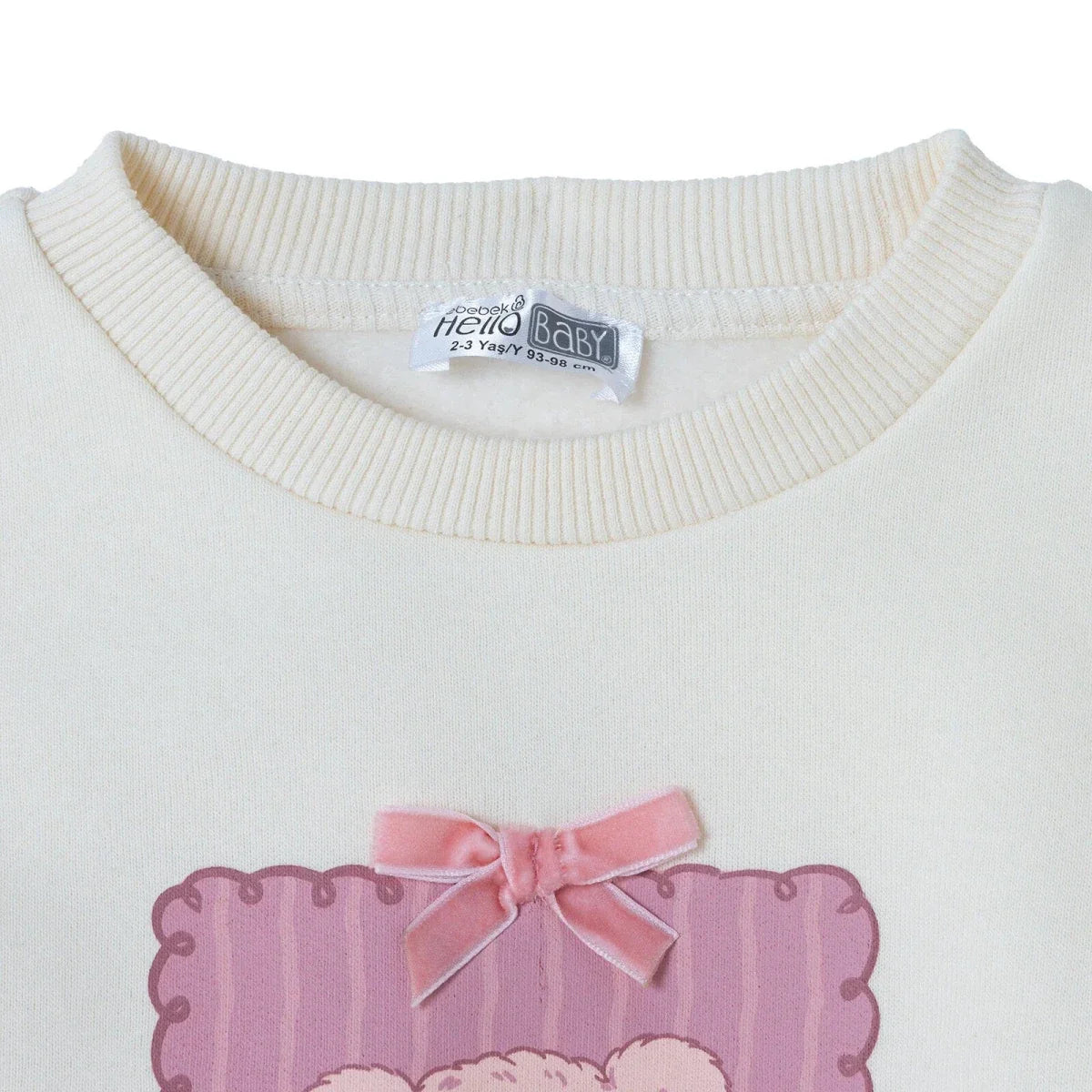 HelloBaby Bear Print Long Sleeve Top & Trousers Set (3-6 Months to 4-5 Years) - Ecru Printed