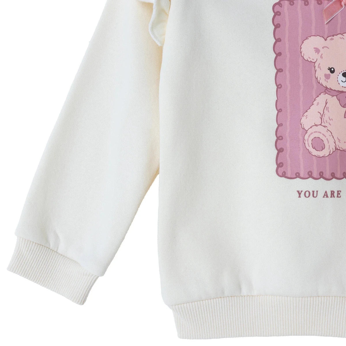 HelloBaby Bear Print Long Sleeve Top & Trousers Set (3-6 Months to 4-5 Years) - Ecru Printed