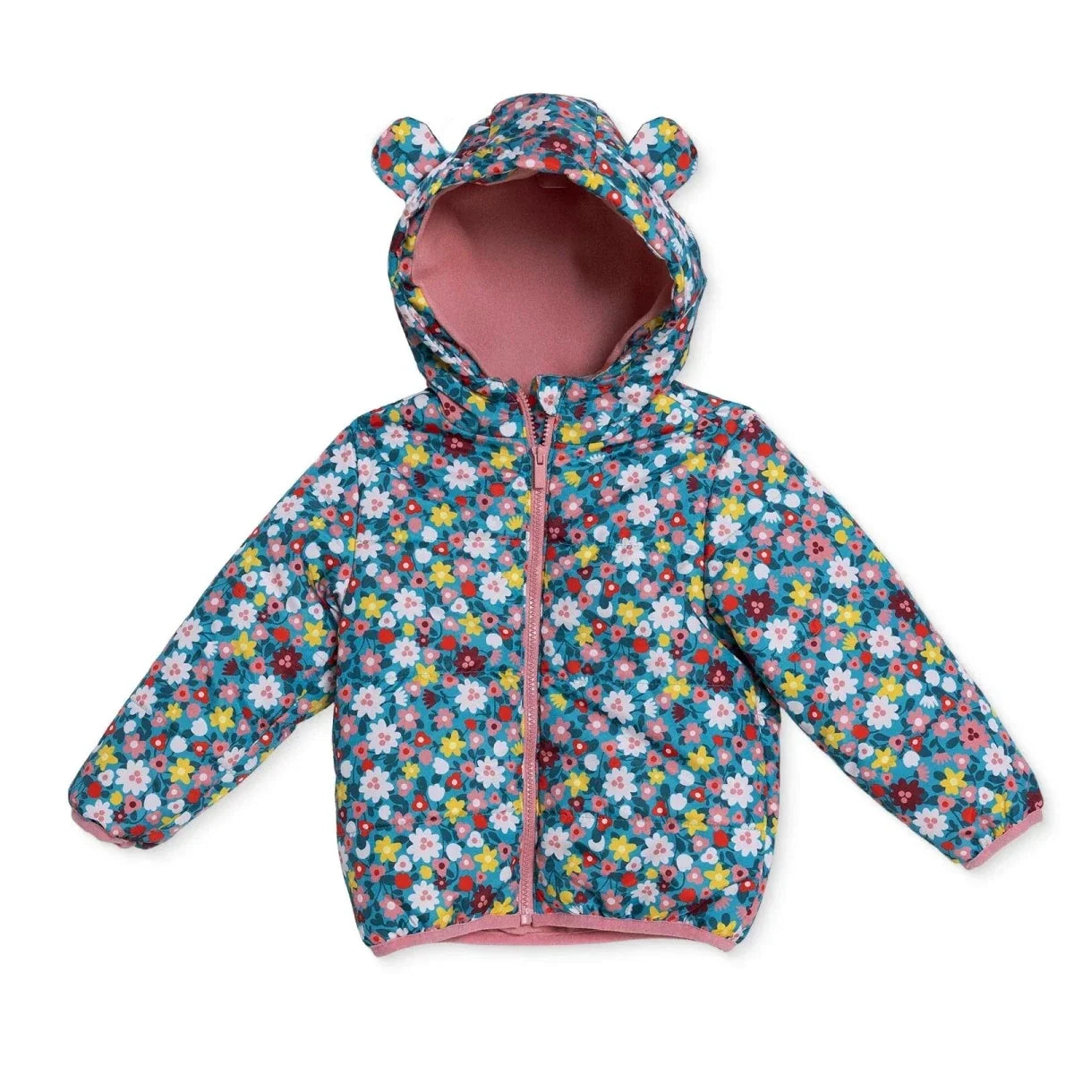 HelloBaby Hooded Floral Print Fleece Baby Jacket (9-12 Months to 4-5 Years) - Green Printed